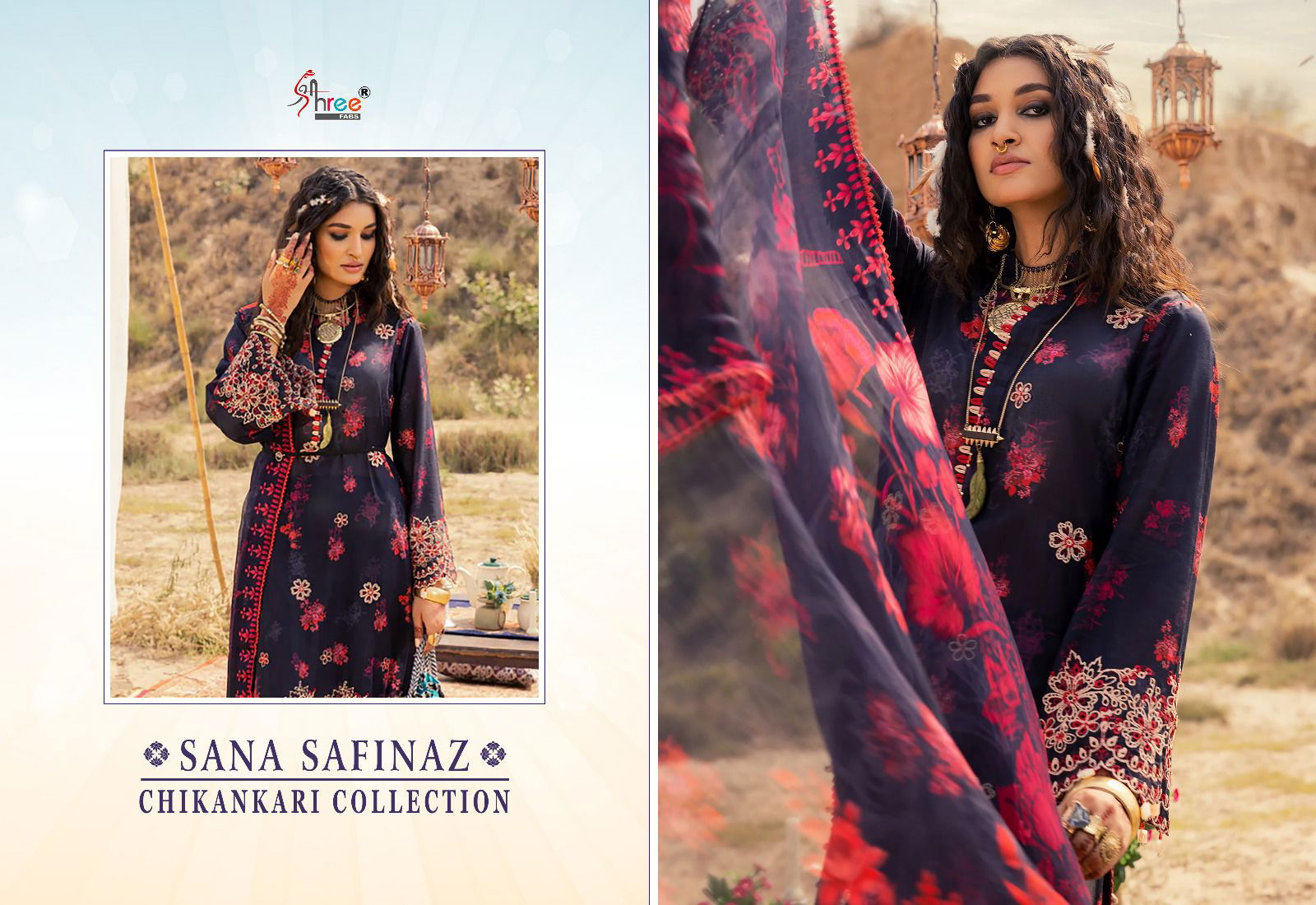 Sana Safinaz Chikankri Collection By Shrees Fab  Lawn Cotton Pakistani Suits